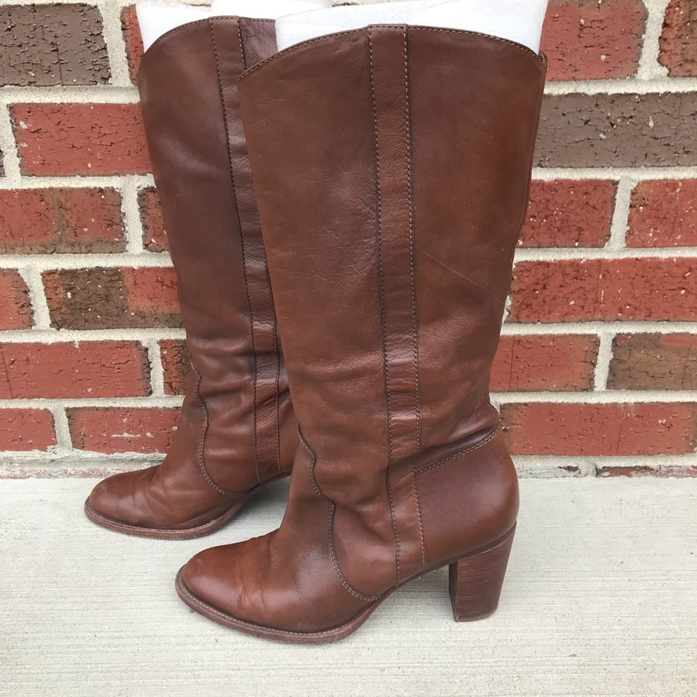 Michael Kors Brown Leather Western Boots 9.5 B - Picture 4 of 8